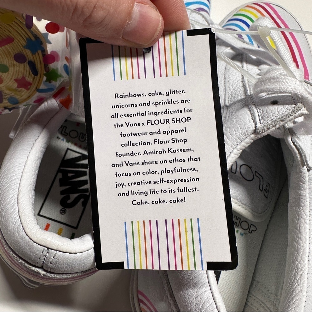 NEW* Vans x Flour Shop Collab Rainbow White Skater Sneakers Old Skool Men’s 10.5 - Picture 8 of 13